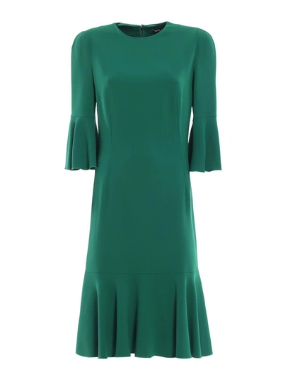 Shop Dolce & Gabbana Cady Dress In Verde Scuro
