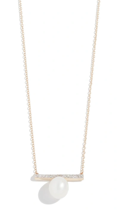 Shop Mateo 14k Gold Diamond Bar Single Pearl Necklace In Yellow Gold