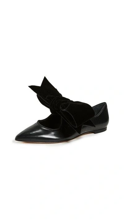 Tory Burch Clara Ballet Flats With Large Velvet Bow In Perfect Black |  ModeSens