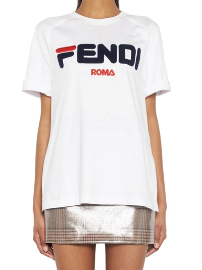 Shop Fendi ' Fila' T-shirt In White