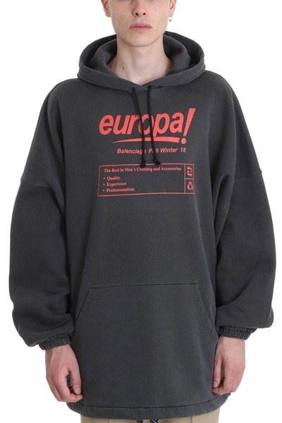 Balenciaga Europa Grey Cotton Hoodie | ModeSens