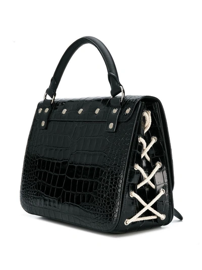 Shop Jw Anderson Embossed Square Tote Bag - Black