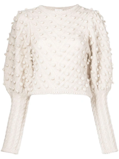 Shop Zimmermann Puff Sleeve Sweater - Nude & Neutrals