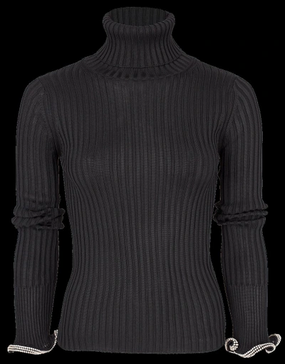 Shop Alexander Wang Turtleneck Stacked Crystal Cuff Top In Black
