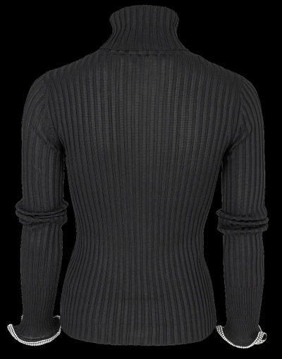 Shop Alexander Wang Turtleneck Stacked Crystal Cuff Top In Black