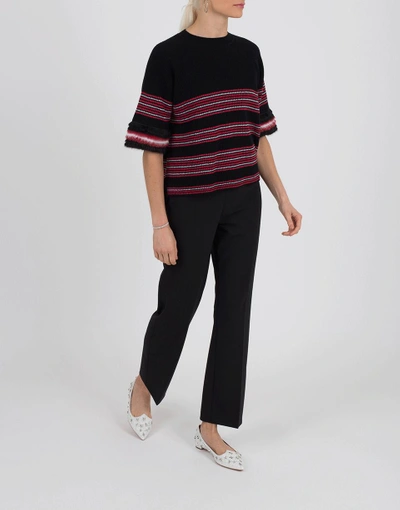 Shop Fendi Hammock Striped Sweater In Black