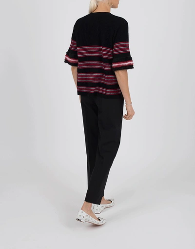 Shop Fendi Hammock Striped Sweater In Black