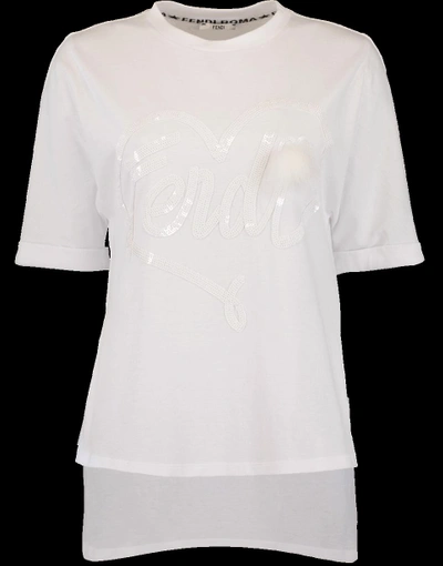Shop Fendi Split Side T-shirt In White