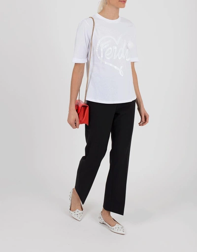 Shop Fendi Split Side T-shirt In White