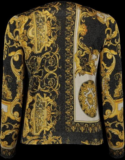Shop Versace Lurex Knit Cardigan In Baroque