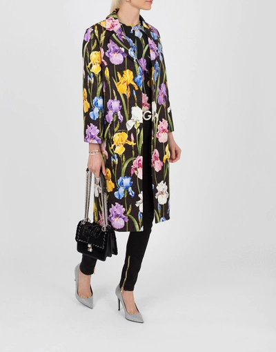Shop Dolce & Gabbana Iris Printed Coat In Black