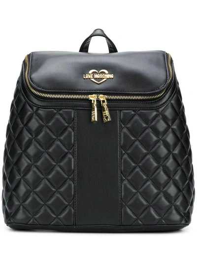 Shop Love Moschino Quilted Backpack In Black
