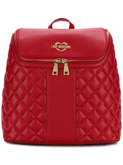 Shop Love Moschino Quilted Backpack - Red