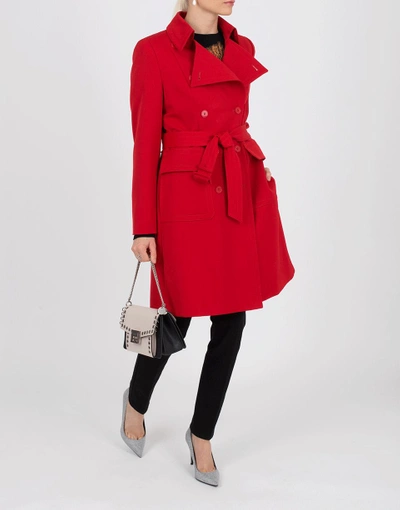 Shop Stella Mccartney Wool Belted Coat In Red