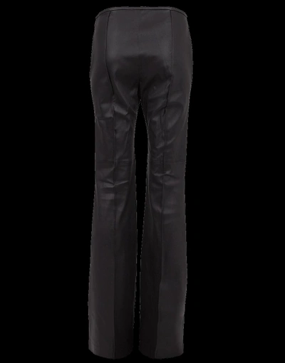 Shop Michael Kors Side Zip Stretch Leather Flare Pant In Black