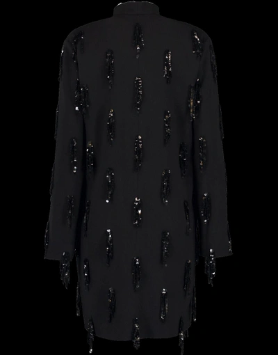 Shop Msgm Neck Tie Dress In Black