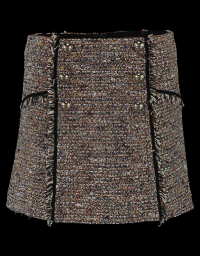 Shop Veronica Beard Starck Tweed Skirt In Brown