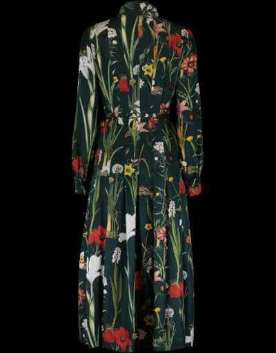 Shop Oscar De La Renta Floral Harvest Print Dress In Dk-green