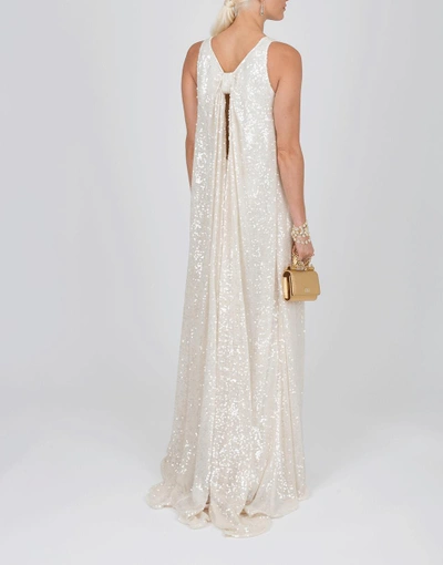 Shop Adam Lippes Sequined Embroidered Knot Gown In Ivory