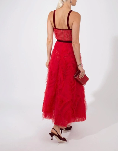 Shop Marchesa Notte Velvet Trim Gown In Red