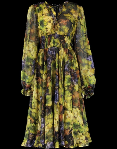 Shop Dolce & Gabbana Grape Print Dress In Black