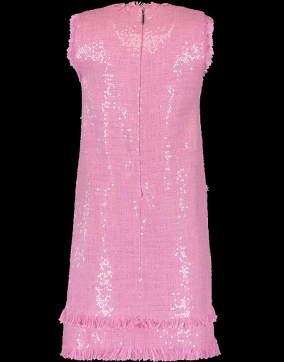 Shop Msgm Tweed Shift Dress In Pink