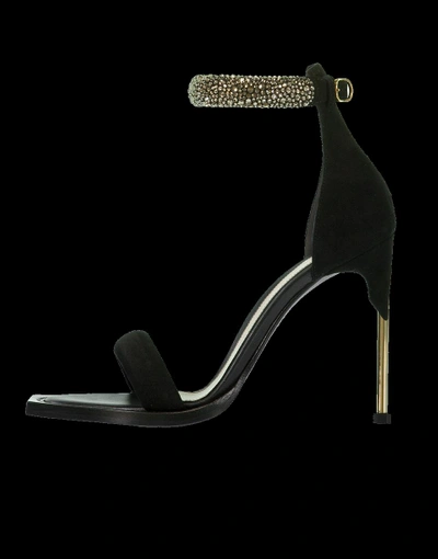 Shop Alexander Mcqueen Ankle Strap Sandal In Blk-gld