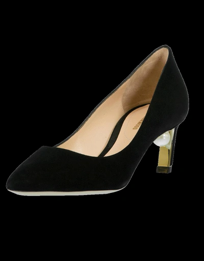 Shop Nicholas Kirkwood Suede Mira Pearl Pump In Black