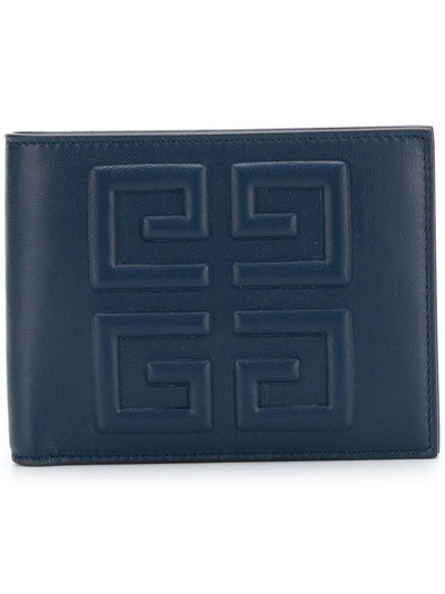 Shop Givenchy Embossed Logo Billfold Wallet - Blue