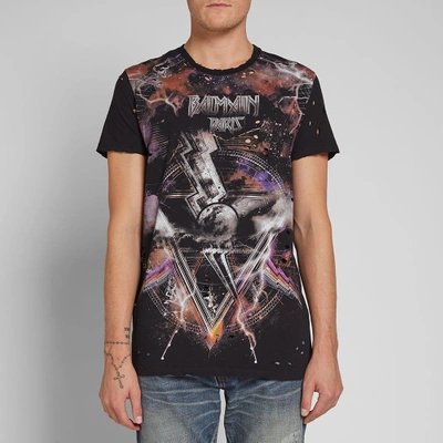 Shop Balmain Lightning Print Tee In Black