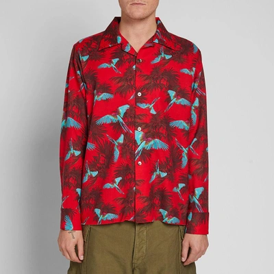 Shop Needles Oriental Print Over Shirt In Red