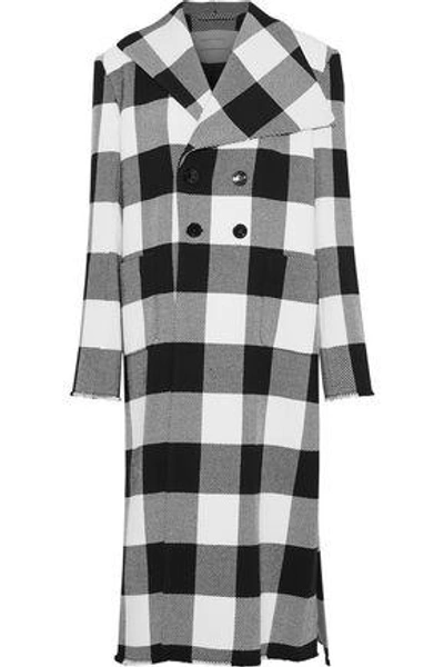 Shop Marques' Almeida Woman Checked Wool Coat Black