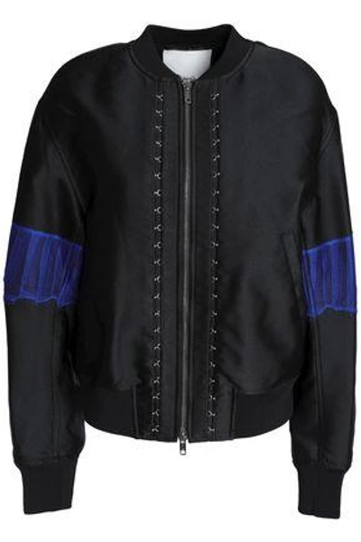 Shop 3.1 Phillip Lim / フィリップ リム Woman Lace-trimmed Duchesse Satin Bomber Jacket Black