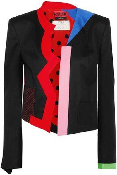 Shop Ronald Van Der Kemp Woman Memphis Color-block Wool Jacket Black
