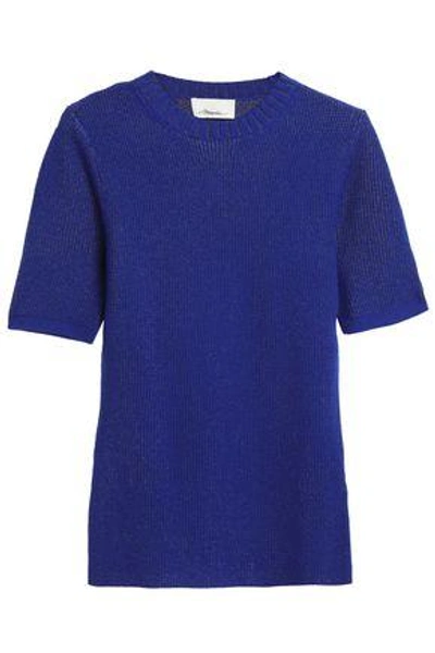 Shop 3.1 Phillip Lim / フィリップ リム Woman Metallic Ribbed Wool-blend Sweater Bright Blue