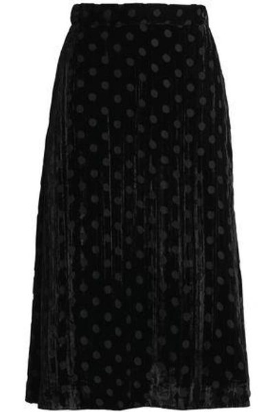 Shop House Of Holland Woman Pleated Polka-dot Devoré-chiffon Midi Skirt Black