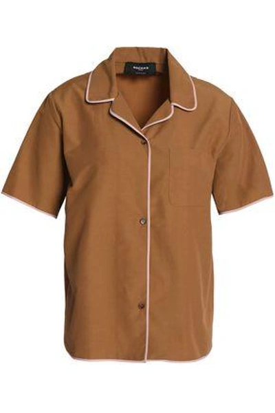 Shop Rochas Woman Cotton-blend Shell Shirt Camel