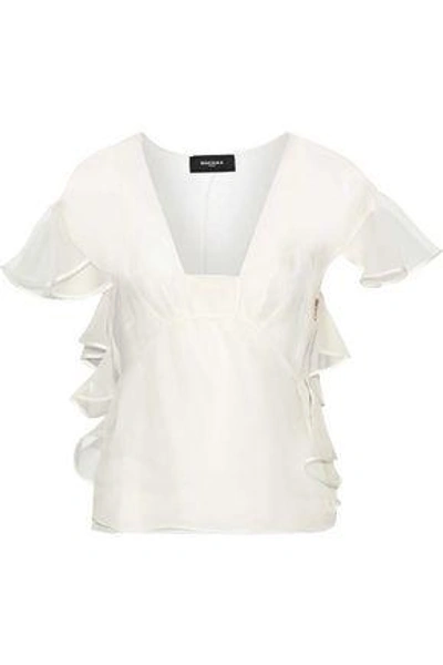 Shop Rochas Ruffled Silk-organza Blouse In Ivory