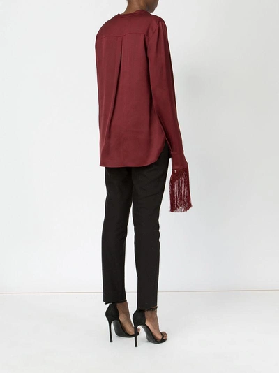 Shop Alexander Mcqueen Fringed Sleeve Blouse - Red