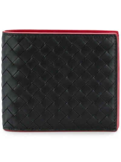 Shop Bottega Veneta Interlaced Bi-fold Wallet - Black