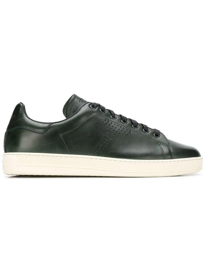 Shop Tom Ford Perforated Lace-up Sneakers - Green
