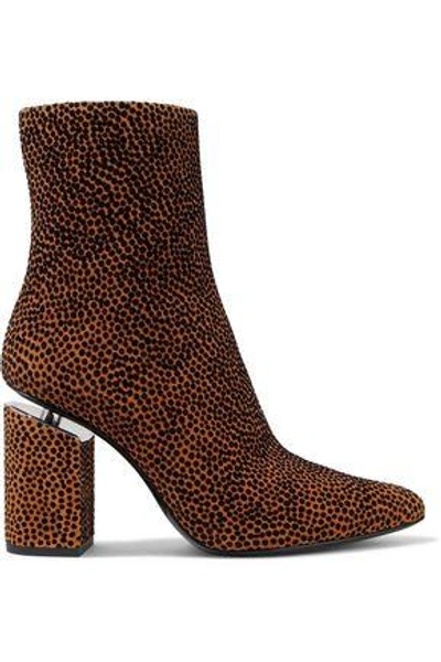 Shop Alexander Wang Woman Kirby Flocked Suede Ankle Boots Camel