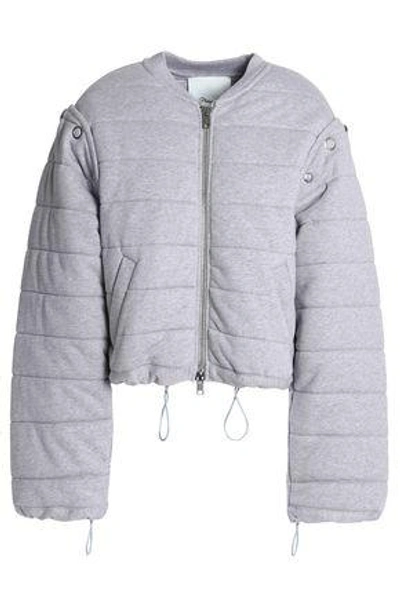 Shop 3.1 Phillip Lim / フィリップ リム 3.1 Phillip Lim Woman Convertible Quilted Cotton-jersey Bomber Jacket Light Gray