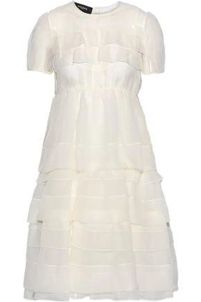 Shop Rochas Woman Tiered Gathered Silk-organza Dress Ecru