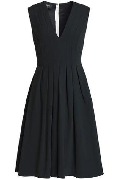 Shop Rochas Pleated Crepe Dress In Black