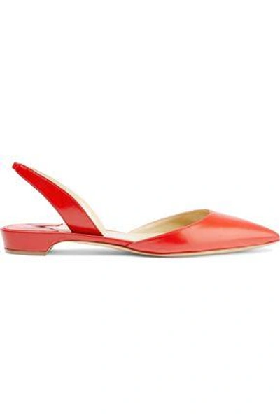 Shop Paul Andrew Rhea Leather Slingback Point-toe Flats In Red