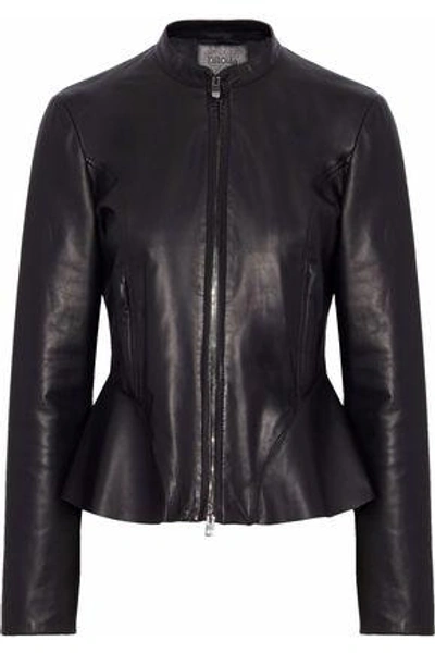 Shop Drome Woman Leather Peplum Jacket Black