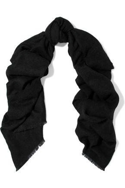Shop Brunello Cucinelli Woman Frayed Knitted Scarf Black
