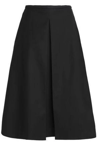 Shop Rochas Woman Pleated Cotton-blend Midi Skirt Black