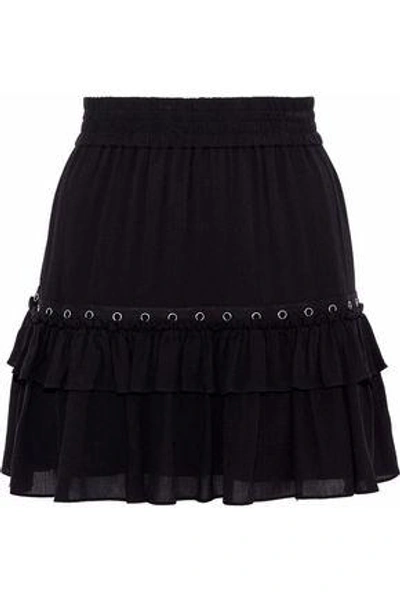 Shop Rebecca Minkoff Woman Sydney Eyelet-embellished Gauze Mini Skirt Black